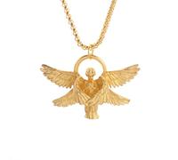 LHJHZDJC Collier personnalisé pour homme avec pendentif séraphin classique tendance - Bijoux porte-bonheur pour couples - Cadeau pour elle - Pendentif en acier inoxydable