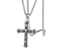 LHJHZDJC Collier pour homme - Accessoires de mode - Gothique - Crâne - Croix - Cadeau décontracté - Tendance