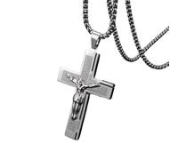 LHJHZDJC Collier pour homme, collier catholique pour homme, collier doré avec croix du Christ, amulette, bijou de prière d'église, meilleur cadeau pour elle