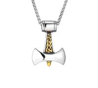 LHJHZDJC Collier pour homme et femme - Collier avec ancre de hache - Couleur dorée - Pendentif amulette - Marteau nordique - Auto-défense - Ne se décolore pas - Bijou pour homme - Cadeau décontracté
