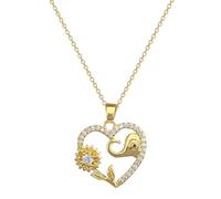 LHJHZDJC Collier pour homme et femme - Collier classique micro-incrusté d'éléphant porte-bonheur - Magnifique tournesol - Chaîne polyvalente - Cadeau décontracté au quotidien