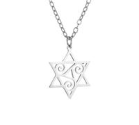 LHJHZDJC Collier pour homme, pendentif triangulaire en spirale en forme d'étoile de David pour femme, bijou juif israélien, meilleur cadeau pour elle, pendentif en acier inoxydable