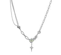 LHJHZDJC Collier ras du cou pour homme et femme - Style gothique irrégulier avec croix et étoile - Chaîne de cou en pierre opale Y2K - Cadeau décontracté