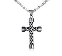 LHJHZDJC Collier vintage simple punk avec pendentif en forme de croix en spirale pour hommes et femmes, collier amulette tendance, cadeau personnalisé, accessoire streetwear pour homme et femme