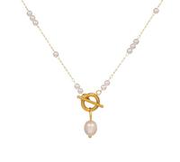 LHJHZDJC Colliers Bijoux de Mode 2022 Long Collier de Perles Rondes synthétiques pour Dames Perle Barique Blanche OT Toggle Fermoir Collier Pendentif pour Femmes Bijoux Cadeaux
