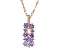 LHJHZDJC Colliers pour femmes hommes Collier pendentif fleur en cristal pour femmes 2023 Couleur or rose Accessoires de zircon violet naturel Bijoux vintage Cadeau