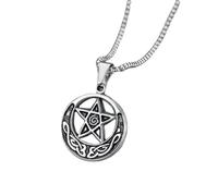 LHJHZDJC Pendentif circulaire penta m avec collier clavicule étoile lune accessoire streetwear pour homme femme cadeau décontracté