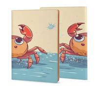 LHJKB 21,8 × 35,9 cm de couverture de livre imprimée crabe de dessin animé d'été, couverture de journal en cuir durable unisexe, coque de carnet personnalisée.