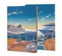 LHJKB 21,8 × 35,9 cm de couverture de livre imprimée de croisière en mer d'été, couverture de journal en cuir durable unisexe, coque de carnet personnalisée.