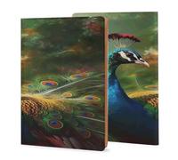 LHJKB 21,8 × 35,9 cm de couverture de livre imprimée paon coloré, couverture de journal en cuir durable unisexe, coque de carnet personnalisée.