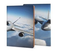 LHJKB Couverture de livre imprimée d'avion volant de 21,8 × 35,9 cm, couverture de journal en cuir durable unisexe, coque de carnet personnalisée.