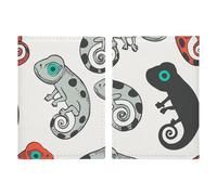 LHJKB Housse de protection pour passeport en polyuréthane durable, motif caméléon de dessin animé, housse de protection mignonne pour passeport pour femmes et hommes, housse de passeport résistante à