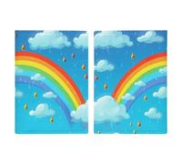LHJKB Housse de protection pour passeport en polyuréthane durable, motif nuages arc-en-ciel, gouttes de pluie, housse de protection mignonne pour passeport pour femmes et hommes, housse de passeport