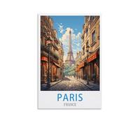 LHJOIUN Affiches de voyage vintage Paris France 20 x 30 cm Impression sur toile pour salon, chambre à coucher, décoration de la maison, art moderne