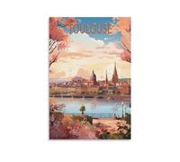 LHJOIUN Impression sur toile vintage Toulouse France Côte 20 x 30 cm Décoration d'intérieur