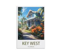 LHJOIUN Key West Florida Affiche de voyage vintage sur toile pour salon, chambre à coucher, décoration d'intérieur 20 x 30 cm