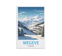 LHJOIUN Megève France Affiche de voyage vintage 30 x 45 cm Impression sur toile pour salon, chambre à coucher, décoration d'intérieur, art moderne