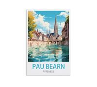 LHJOIUN Pau Bearn Pyrénées Poster de voyage vintage 20 x 30 cm Art moderne