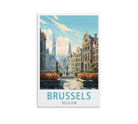 LHJOIUN Poster de voyage vintage Bruxelles Belgique 40 x 60 cm - Art moderne