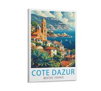 LHJOIUN Poster de voyage vintage Côte d'azur Menton France - Art moderne - 30 x 45 cm