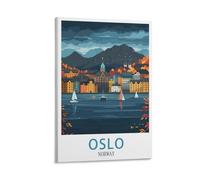 LHJOIUN Poster de voyage vintage Oslo Norvège 20 x 30 cm Art moderne pour salon, chambre à coucher, décoration d'intérieur