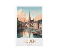 LHJOIUN Poster de voyage vintage Rouen France - 30 x 45 cm - Art moderne - Pour salon, chambre à coucher