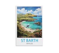 LHJOIUN Poster de voyage vintage St Barth Antilles 30 x 45 cm Art moderne