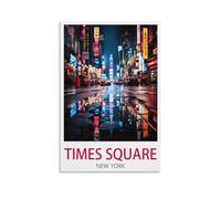 LHJOIUN Times Square New York Affiches de voyage vintage de nuit 50 x 75 cm - Impression sur toile d'art moderne pour salon, chambre à coucher, décoration de maison