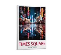 LHJOIUN Times Square New York Affiches de voyage vintage de nuit 50x75 cm Impression sur toile pour salon, chambre à coucher Décoration de la maison Art moderne