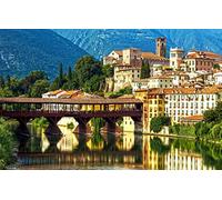 LHJOYSP Puzzle 3D 1000 Pieces Ville Pont Rivière Architecture Alpes Montagnes Italie Vénétie Rivière Brenta Bassano Del Grappa 75x50cm