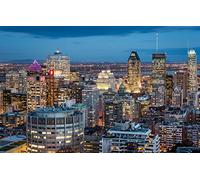 LHJOYSP Puzzle Bois Enfant Puzzle 1000 pièces Ville Ciel Nuit Lumières Bâtiments Gratte-Ciel Montréal Québec Canada 75x50cm