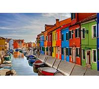 LHJOYSP puzzler Puzzle 1000 Pieces Bateau de Peinture Urbaine île de Burano, Venise, Italie 75x50cm