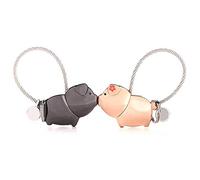 LHKJ 1 Paire Porte-clés Détachable Keychain Clés Anneaux en Alliage, Beau Cadeau pour Mariage, Saint Valentin, Baisers Porc Couple