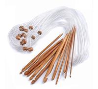 LHKJ 12 Tailles Aiguilles à Crochet en Bambou Afghan Tunisien Idéal pour Crochet, Dentelle,(3,0-10,0 mm)