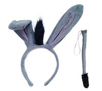 LHKJ 2pcs Costume d'Âne pour Enfant, Bandeau Queue d'Âne, Serre-tête en forme d'Âne Queue et Bandeau pour Enfant