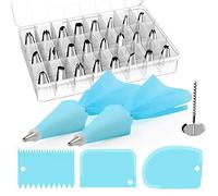 LHKJ 32 Pcs Douilles Pâtisserie - Douilles Poche à Douille Patisserie DIY Kits Réutilisable pour Décoration de Gâteaux Crème, Acier Inoxydable