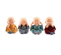LHKJ 4 pièce Figurine Moine Bouddha, Mignon Moine Figurines Petite Statue De Résine Maison Décor Noël Cadeau Décoration de Table