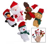 LHKJ 5Pcs Marionnettes à Doigts Noel Marionnettes à Doigts Animales en Velours Doux pour Enfants Bébé