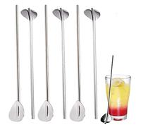 LHKJ 6 Pièces Paille Cuillere, Cuillère à Paille Réutilisable en Forme de Cœur Cuillère à Cocktail