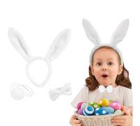 LHKJ Ensemble de 3Pcs Oreilles de Lapin Cosplay, Bandeaux Noeud Cravate pour Pâques de Fête, Halloween Fête, Noël Costume de Déguisement Décoration