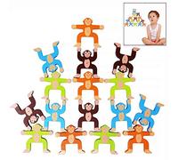 LHKJ Jeux d'Empilage en Bois Singes Interlock Jouets Blocs d'équilibrage Jeux Toddler Jouets éducatifs pour Enfants Bébés