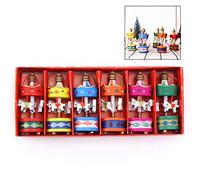 LHKJ Pendentif carrousel de sapin de Noël 6 mini carrousel en bois pour enfants Mini pendentif d'arbre de Noël Cadeau d'anniversaire Noël pour enfants