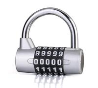 LHKQHRDL Cadenas à 5 chiffres avec mot de passe, robuste et de grande taille, for classeur, casier, porte, code modifiable, 2 pièces(Silver)