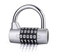 LHKQHRDL Cadenas robuste à 4 chiffres et 5 codes for armoires et casiers, verrou réinitialisable et modifiable for bagages, 1 pièce(5 Code Silver)