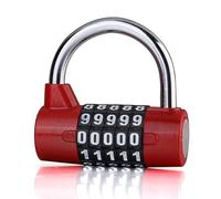LHKQHRDL Cadenas robuste à 4 chiffres et 5 codes for armoires et casiers, verrou réinitialisable et modifiable for bagages, 1 pièce(5 Code Red)