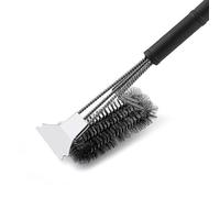 LHLXZQ Brosse de Nettoyage de Barbecue, Brosses pour Gril en métal avec Poils à Trois et Grattoir, Poignée Extra Longue & Nettoyage à 360°, Accessoires de BBQ pour Tous Les Grils Extérieur#1