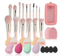 LHLXZQ Ensemble de Pinceaux de Maquillage 28 PCS, avec éponge de Maquillage, Pompon à Poudre et Tapis de Nettoyage, pour fond De Teint Blush Anti-cernes Ombres à Paupières Poudre et Contouring