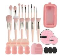 LHLXZQ Ensemble de Pinceaux de Maquillage 30 PCS, avec éponge de Maquillage, Pompon à Poudre et Tapis de Nettoyage, pour fond De Teint Blush Anti-cernes Ombres à Paupières Poudre et Contouring