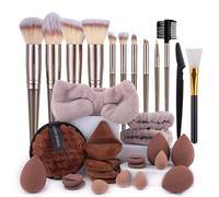 LHLXZQ Ensemble de Pinceaux de Maquillage, avec éponge de Maquillage, Pompon à Poudre et Tapis de Nettoyage, pour fond De Teint Blush Anti-cernes Ombres à Paupières Poudre et Contouring#2