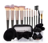 LHLXZQ Ensemble de Pinceaux de Maquillage, avec éponge de Maquillage, Pompon à Poudre et Tapis de Nettoyage, pour fond De Teint Blush Anti-cernes Ombres à Paupières Poudre et Contouring#4